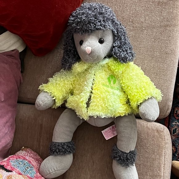 RUSS BERRIE Retired Brigette Gray Poodle Plush Neon Yellow Jacket Deer Valley - Picture 4 of 8